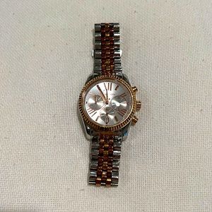 Michael Kors silver and rose gold watch
